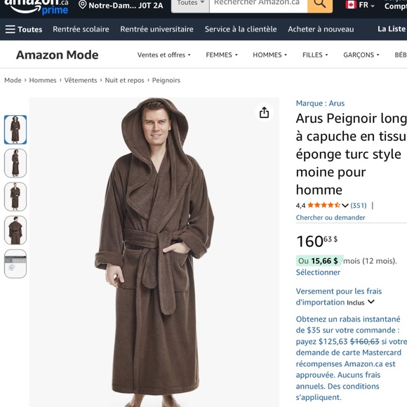 Men’s Long Monk Hooded Turkish Cotton Spa Bathrobe - Picture 11 of 13